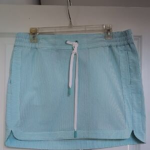 Vineyard Vines Light Aqua and White Striped Drawstring Skirt